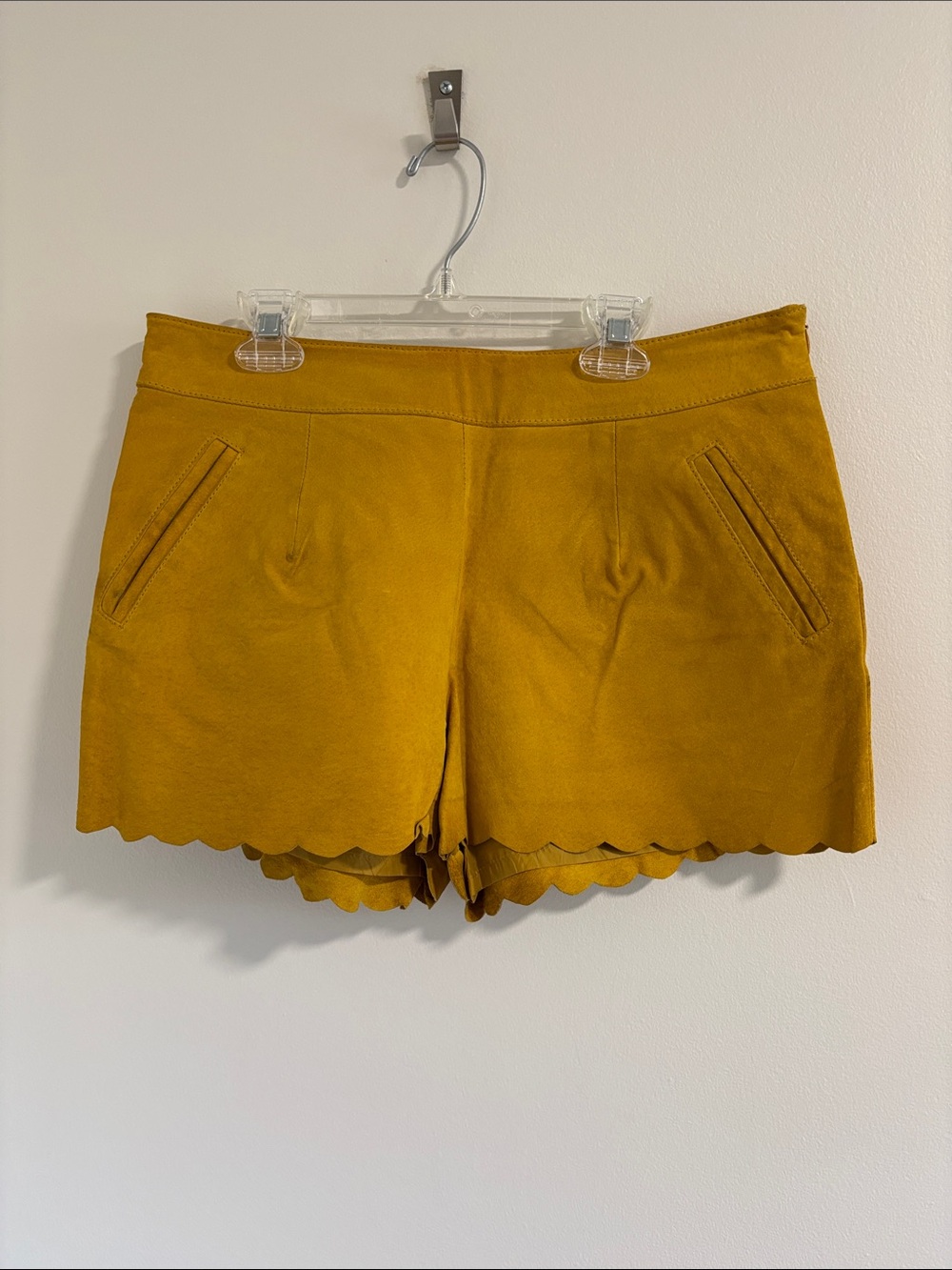 I LOVE H81 Leather Women's Mini Shorts - Mustard Size 30